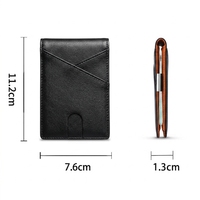 Dompet Lipat Minimalis Kulit Anti-RFID dengan Penjepit Uang untuk Pria