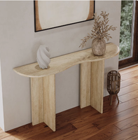 Table de console moderne et luxueuse personnalisée en pierre de travertin beige pour bar à la maison pour dessus de salon