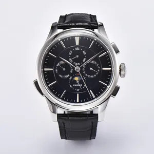 Reloj de Hombre <span class=keywords><strong>Parnis</strong></span> de Moda, 45 mm, Negro, Automático, Mecánico, con Fase Lunar, Calendario, Correa de Cuero, Cristal - Product Image 6