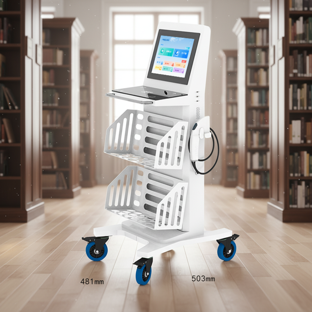 Bibliothèque Mobile, Porte-revues Utilitaire en métal à 6 Couches avec roulettes, bibliothèque multifonctionnelle de Grande capacité pour Salle de Classe, Bureau, Maison, Salle d'étude