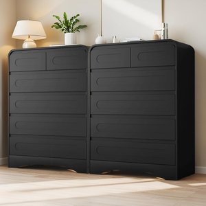 Wooden Dresser for Bedroom with <b>6</b> <b>Drawers</b>, Tall Modern Dressers & Chest of <b>Drawers</b> Curved Profile Design - Product Image 5