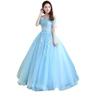 Off Shoulder Tulle Long Dress Women Stage Performance Wedding Style Tutu Skirt Adult Female Polyester Fiber - Product Image 5