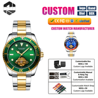 Herren Mechanische Uhr Skelett-Schwungrad Zweifarbiges Edelstahlarmband Drehbare Lünette Leuchtend Wasserdicht Herren-Armbanduhr TB1027