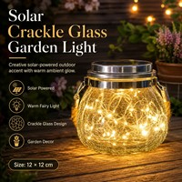 Lanterne en verre craquelé pour décoration de jardin, accent blanc chaud, pour table de patio extérieure