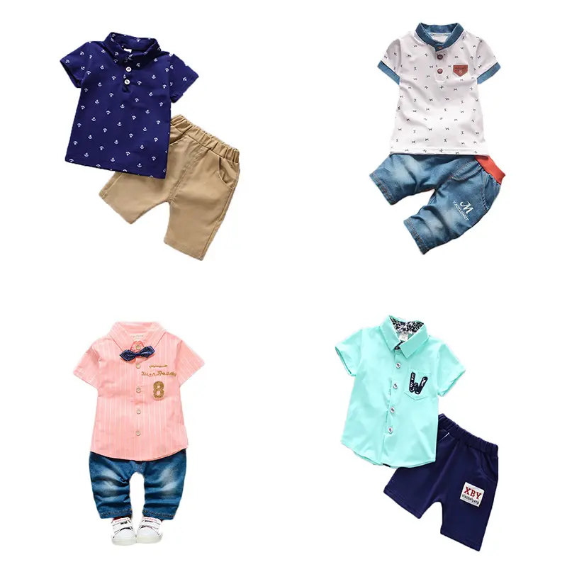 Groothandel 2019 Vietnam Zomer Kinderen Nieuwste Cartoon Sport Tweedelige Casual Pak Peuter Baby Jongens Sets Little Kids Kleding