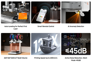 Imprimante 3D FDM Anycubic Kobra X à vitesse d'impression rapide 600 mm/s, grande taille d'impression 260 mm * 260 mm * 260 mm, multi-couleurs automatique - Product Image 4