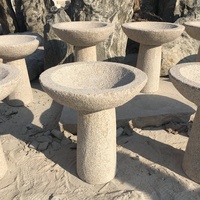Grès rond, pierre à oiseaux, granit jaune, gris, blanc, marbre, noir, jardin extérieur