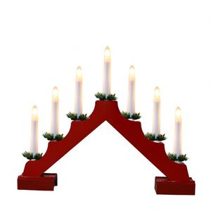 Artículo en Oferta: Lámpara LED de Madera con Forma de Puente, 7L, Luz Blanca Cálida, Color del Puente: Rojo - Product Image 1