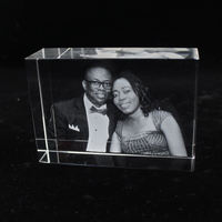 Custom 3D Laser Engraved K9 Crystal Cube Photo Frame Polished Glass with Sublimation for Weddings & Gifts Decorative Use
