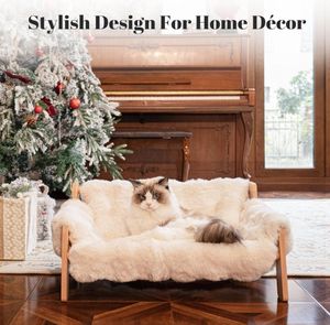 سرير حيوانات أليفة من الكتان الداخلي وصديقه للأماكن المغلقة ، أريكة خشبية بنمط صلب ، غطاء متين قابل للفصل ، تعبئة مخصصة في صناديق للقطط والكلاب الصغيرة - Product Image 2