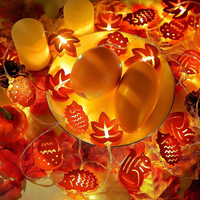 Guirlandes lumineuses LED à piles en forme de feuilles d'érable, d'écureuils et de châlottes pour la décoration de la maison à l'Halloween et Thanksgiving