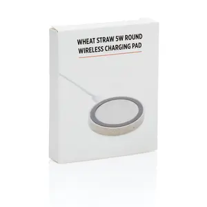 Cargador inalámbrico redondo de 5W en color trigo, gadgets ecológicos - Product Image 3