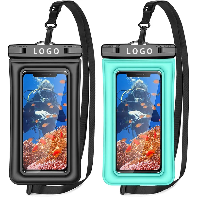 Customized Logo IPX8 Swim PVC Waterproof Cell Mobile Phone Bag Pouch Universal floating diving Waterproof Phone case