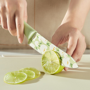 HeDou Tulip Print Kitchen Knife Set 3 Piece Coated Blade Straight Edge For Fruit Vegetable Slicing - Product Image 2
