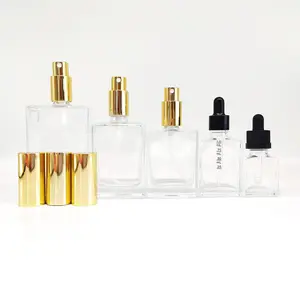 15ml ml ml 60 50 30ml 100ml frasco conta-gotas de vidro quadrado, frasco de spray de perfume, perfume garrafa de vidro