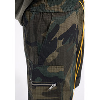 Shorts de travail camouflage délavés tendance pour homme, style rétro décontracté, coupe ample, avec cordon de serrage, en polyester, pour l'été, polyvalents