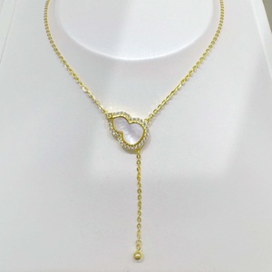 custom 925 plata sterling silver geometric 18k gold plated <b>necklace</b> Everyday Wear Minimalist ladies shell pendant <b>necklaces</b> - Product Image 2