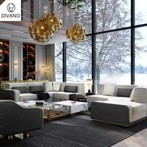 Muebles Italianos Foshan, Juego de Sofás Modulares de Cuero Genuino de Lujo en Forma de L, para el Hogar, Modelo DV-OTHOMSON-BOCAS, Producto Italiano - Product Image 4