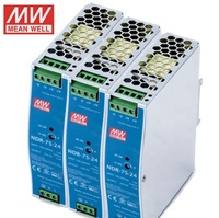 Alimentation électrique CC sur rail DIN Mean Well NDR-75-24 75W 24V 3.2A avec PFC actif pour contrôle industriel, produit original et authentique