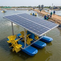 Système d'aération solaire de grande taille pour l'aquaculture commerciale, moteur 48V DC, stockage de batterie, acier inoxydable, faible bruit, durable