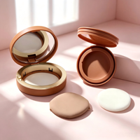 Boîte compacte cosmétique ronde vide de 13g avec coussin d'air, coque en ABS, réservoir intérieur en PP, miroir et houppette pour fond de teint et crème BB