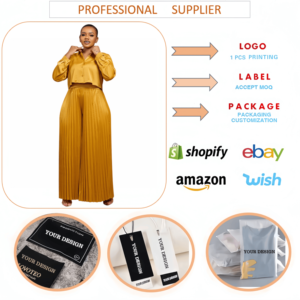 J8034 Set Due Pezzi <span class=keywords><strong>Elegante</strong></span> per <span class=keywords><strong>Donna</strong></span> <span class=keywords><strong>Taglie</strong></span> Forti, Stile Africano, Camicia Casual e Pantaloni a Gamba Larga con Pieghe - Product Image 6