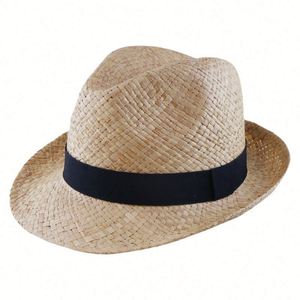 2025 New Arrival Summer Natural Hand Woven Raffia <b>Straw</b> <b>Fedora</b> Hat for Women Men Casual Travel Beach Vacation Sunshade Sun Hat - Product Image 3