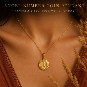 Pendentif et breloques en acier inoxydable avec chiffres angéliques, plaqué or 18 carats, anti-ternissement, avec zircone cubique, bijoux spirituels porte-bonheur, cadeau pour femme, vente en gros - Product Image 2