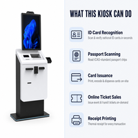 Kiosque de vérification d'identité gouvernementale et d'émission de cartes, lecteur de cartes intelligentes de passeport, distribution de cartes sur site en 60 secondes, gestion à distance