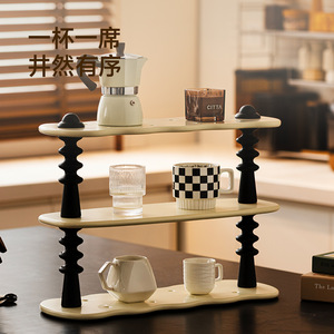 Three Tier Cream White Desktop Storage <b>Rack</b> For Kitchen Utensils Standing Organizer <b>Shelf</b> With Three Layers - Product Image 1