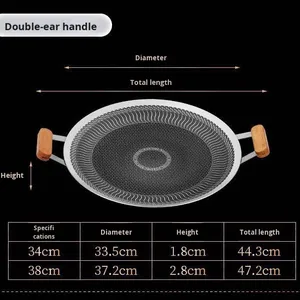 Grille <span class=keywords><strong>de</strong></span> <span class=keywords><strong>cuisson</strong></span> portable en acier inoxydable 304 pour barbecue, revêtement antiadhésif platine, faible émission <span class=keywords><strong>de</strong></span> fumée, double face, pour <span class=keywords><strong>camping</strong></span> en extérieur, compatible cuisinière à cassette - Product Image 6