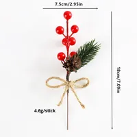 Branche de cône de pin artificielle rouge baie, aiguille de flocon de neige, décorations de Noël, décorations de Noël de l'usine, décorations de Noël