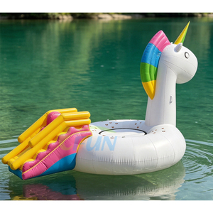 <span class=keywords><strong>Isla</strong></span> Flotante Inflable Gigante con Forma de Unicornio, Parque Acuático con Trampolín y Tobogán, Equipo de Diversión para Parques Acuáticos Temáticos - Product Image 1