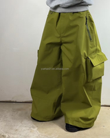 Pantalon cargo ample et large pour homme, coupe évasée, 6 poches, imperméable, en nylon, coupe-vent, style streetwear, type charpentier