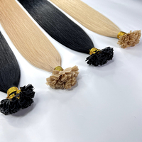 Extensions de cheveux en kératine de qualité professionnelle, pointe en V, double épaisseur, 100% cheveux humains, pré-collées, lisses, 100g, 14 pouces, blond cendré clair