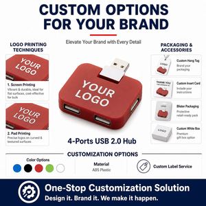 Promotion : Hub USB 4-en-1 haute vitesse avec logo personnalisé pour ordinateurs portables – Design mini carré, accessoire numérique, cadeau - Product Image 3