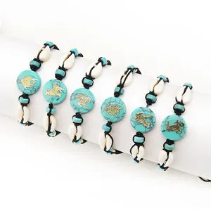 Nouveau Bracelet Tressé Zodiaque 12 Constellations Coquillage Nœud Plat Fait Main pour Femme et Homme – Collection Été 2026 - Product Image 2