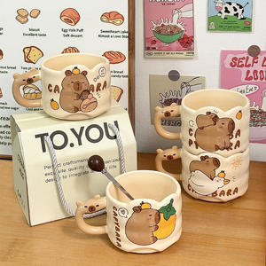Kapibala Ceramic <b>Mug</b> Cartoon Capybara Design Stackable Coffee Cup Gift For Couple Home Use - Product Image 3