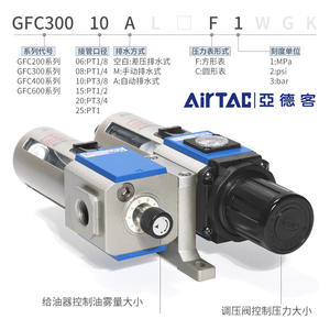 เครื่องแยกน้ำมัน-น้ำ Airtac รุ่น GFC200-08F1 พร้อมตัวกรองควบคุมแรงดัน GFC300-10F1 GFC400-15F1 อุปกรณ์แยก - Product Image 3