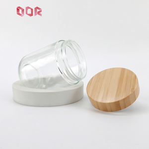 Conteneur en verre transparent de luxe de 500 ml avec couvercle en bambou naturel, pot en verre hermétique pour la cuisine, emballage pour soins de la peau - Product Image 6