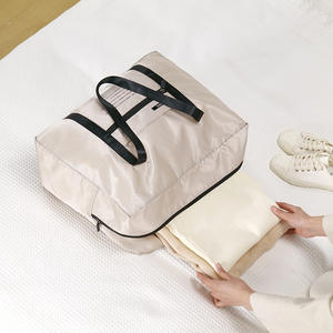 Bolso de Mano Plegable con Diseño de Rejilla Romboidal, Bolsa de Viaje de Gran Capacidad, Bolsa de Almacenamiento para Viajes de Negocios, Bolsa de Embarque - Product Image 3