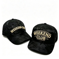 Casquette 5 panneaux camouflage foncé personnalisée, broderie 3D dorée de luxe, lettrage de haute qualité, couvre-chef de marque, vente en gros