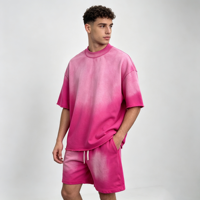 Ensembles T-shirt et Short Oversize Personnalisés pour Hommes, Effet Vieilli et Délavé à l'Acide, Style Streetwear, Vente en Gros