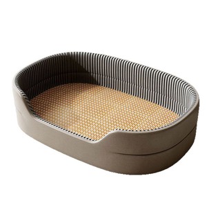 Striped Oval Dog <b>Bed</b> With Cooling Mat Breathable Indoor Pet <b>Bed</b> For Cats And Dogs All Seasons Use Removable Washable - Product Image 3