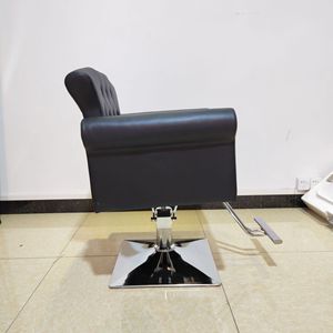 Sillón de Barbería Moderno de Cuero Sintético con Bomba Hidráulica, Altura Ajustable y Base Cuadrada, Muebles de Salón - Product Image 3