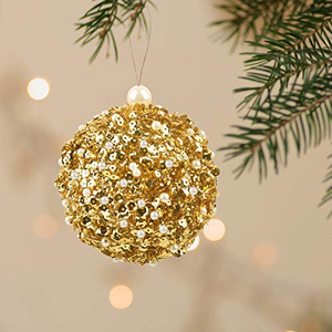 Boule de Noël dorée incassable, boule en mousse à paillettes, décorations pour arbre de Noël, ornements de Noël à suspendre avec paillettes - Product Image 2