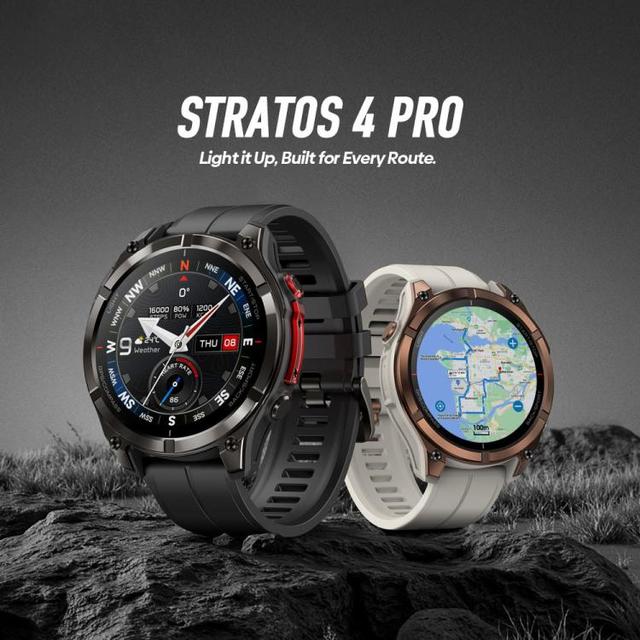 Best Seller Zeblaze Stratos 4 Pro Rugged GPS Smart Watch 1.43 Inch Outdoor Sports Watch 5ATM IP69K Built-in Flashlight
