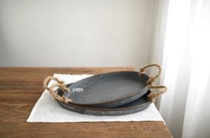 Poignée de corde de chanvre Offre Spéciale ancienne plaque de rangement en <span class=keywords><strong>fer</strong></span> <span class=keywords><strong>forgé</strong></span> plateau à pain plateau épaissi accessoires photo ornements de maison plaque de <span class=keywords><strong>fer</strong></span> - Product Image 3