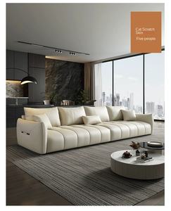 Sofá de Cuero Italiano Moderno y Minimalista, Impermeable y a Prueba de Arañazos de Gato, de Fila Recta Sencilla para Apartamentos Pequeños y Salas de Estar de Lujo Ligero - Product Image 5