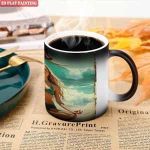 Home Family Matching Daily <b>Mug</b> <b>Set</b> Frosted Black 11oz Ceramic Heat Activated Color Changing Cup - Product Image 5